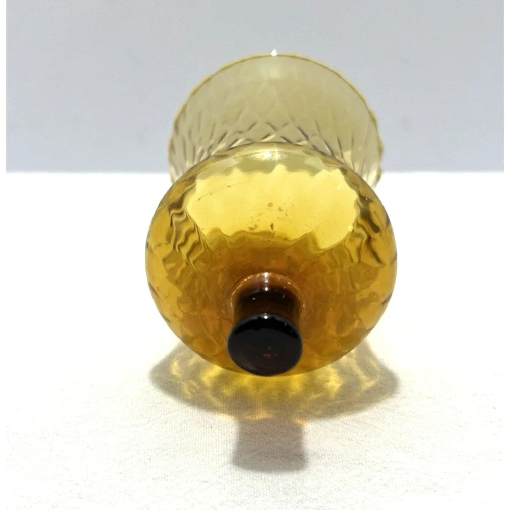 Vintage Amber Glass Votive Candle Cup Peg Fluted Honeycomb Retro Cottage Boho